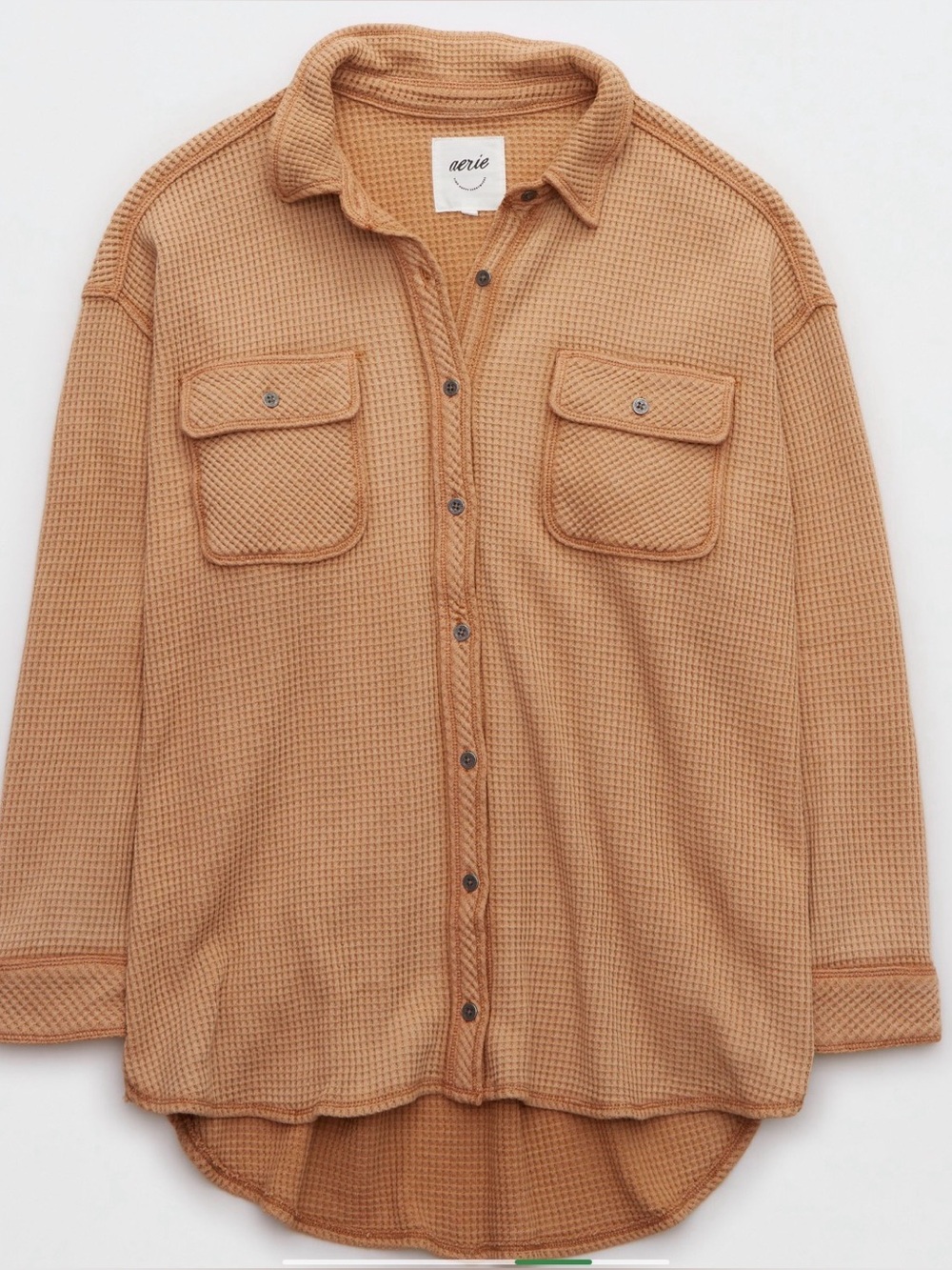 aerie Waffle Knit Shacket in Camel Tan-NWT